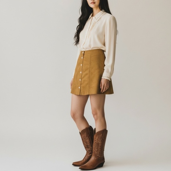 H&M Dresses & Skirts - H&M Faux Suede Snap Front Skirt